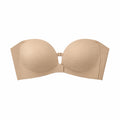 Beige Strapless Front-Closure Jelly Bra centred on a white background