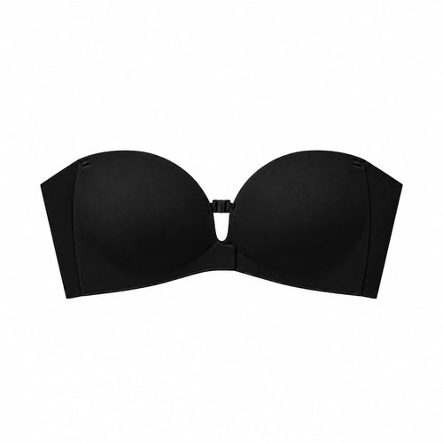 Black Strapless Front-Closure Jelly Bra centred on a white background